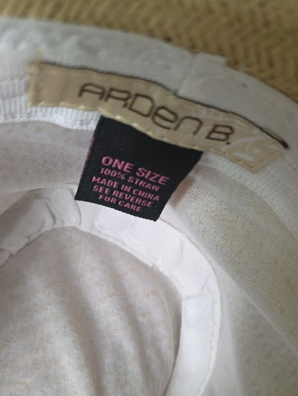 Arden B. Beige Straw Hat with Black Interior Label